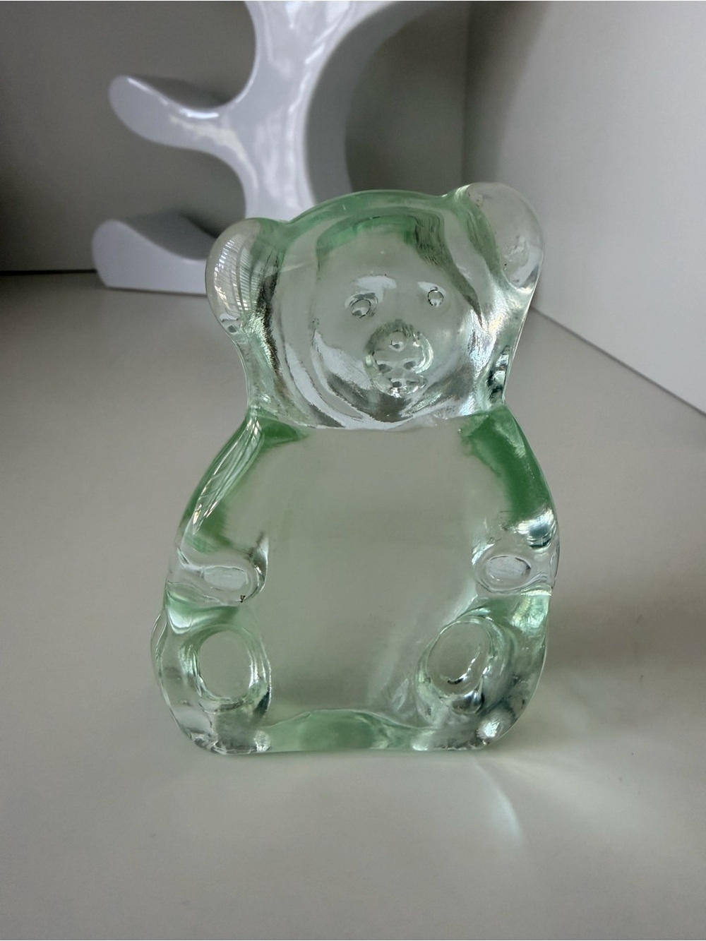 Vintage Teddy Bear Glass Clear Heavy Paper weight Decorative Home Decor - Picture 5 of 8